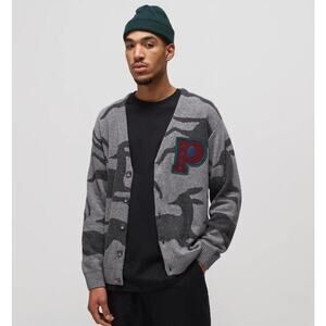 Parra Jumping Foxes Knit Wool Blend Cardigan Relax Grey Men's XXL